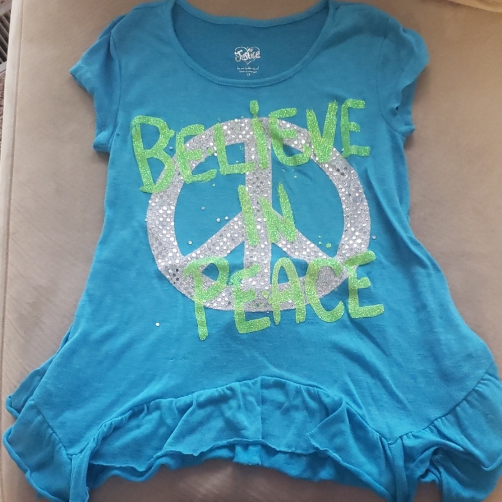 Girls Justice shirt with ruffled hem and tie